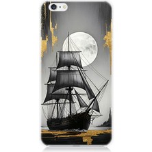 Apple iPhone 6 Uyumlu Dolunayda Yelkenli Gemi  Desenli Silikon Kılıf