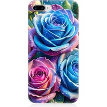 Apple iPhone 7 Plus Uyumlu Gökkuşağı Renkli Güller  Desenli Silikon Kılıf