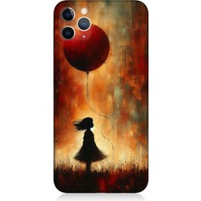 Apple iPhone 11 Pro Max Uyumlu Balonlu Küçük Kız  Desenli Silikon Kılıf