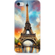 Apple iPhone 8 Uyumlu Gün Batımı Eyfel Büyüsü  Desenli Silikon Kılıf