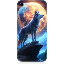 Apple iPhone 8 Uyumlu Geceye Uluyan Yalnızlık  Desenli Silikon Kılıf