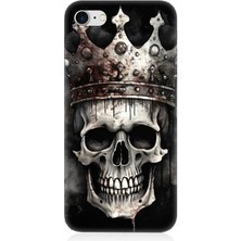 Apple iPhone 7 Uyumlu Taçlı Karanlık Kurukafa  Desenli Silikon Kılıf