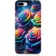 Apple iPhone 7 Plus Uyumlu Gökkuşağı Güllerin Patlaması  Desenli Silikon Kılıf