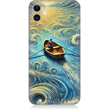 Apple iPhone 11 Uyumlu Dalgalar Arasında Kürekçi  Desenli Silikon Kılıf