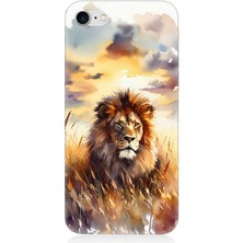 Apple iPhone 7 Uyumlu Günbatımında Gururlu Aslan  Desenli Silikon Kılıf