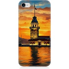 Apple iPhone 8 Uyumlu Günbatımında Kız Kulesi  Desenli Silikon Kılıf