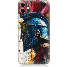 Apple iPhone 11 Uyumlu Kan Içinde Savaşçı Miğfer  Desenli Silikon Kılıf