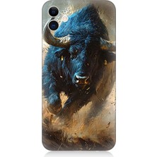 Apple iPhone 12 Mini Uyumlu Renk Patlamasında Saldıran Boğa  Desenli Silikon Kılıf