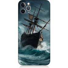 Apple iPhone 11 Pro Max Uyumlu Fırtınada Eski Gemi  Desenli Silikon Kılıf