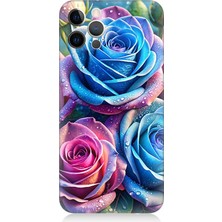 Apple iPhone 12 Pro Uyumlu Gökkuşağı Renkli Güller  Desenli Silikon Kılıf