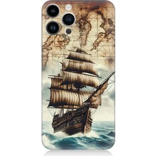 Apple iPhone 13 Pro Uyumlu Haritada Yelkenli Macera  Desenli Silikon Kılıf