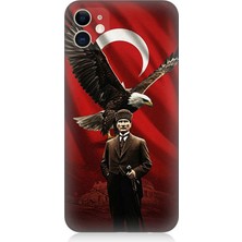 Apple iPhone 11 Uyumlu Kartallı Bayrak ve Atatürk  Desenli Silikon Kılıf