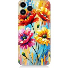 Apple iPhone 13 Pro Max Uyumlu Bahar Esintisinde Renkli Papatyalar  Desenli Silikon Kılıf