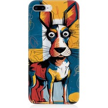 Apple iPhone 7 Plus Uyumlu Çizgilerle Renkli Köpek  Desenli Silikon Kılıf