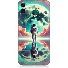 Apple iPhone 11 Uyumlu Ay Yolu Astronot Yolculuğu  Desenli Silikon Kılıf