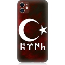 Apple iPhone 11 Uyumlu Göktürk Ay Yıldız Kompozisyonu  Desenli Silikon Kılıf