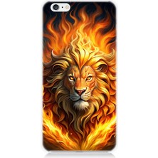 Apple iPhone 6 Uyumlu Alevler Içinde Aslan  Desenli Silikon Kılıf