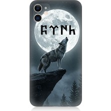 Apple iPhone 11 Uyumlu Ay Altında Kurt Ulusu  Desenli Silikon Kılıf