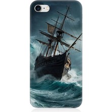 Apple iPhone 8 Uyumlu Fırtınada Eski Gemi  Desenli Silikon Kılıf