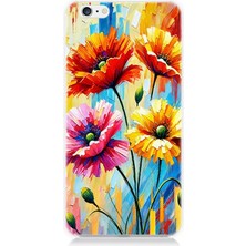 Apple iPhone 6 Plus Uyumlu Bahar Esintisinde Renkli Papatyalar  Desenli Silikon Kılıf
