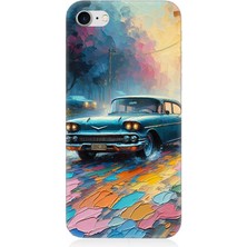 Apple iPhone 8 Uyumlu Renkli Yol Üzerinde Araba  Desenli Silikon Kılıf
