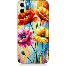 Apple iPhone 11 Pro Max Uyumlu Bahar Esintisinde Renkli Papatyalar  Desenli Silikon Kılıf