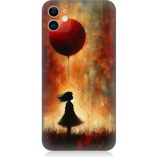 Apple iPhone 11 Uyumlu Balonlu Küçük Kız  Desenli Silikon Kılıf