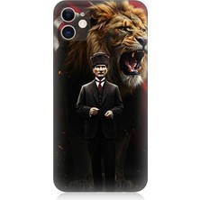 Apple iPhone 12 Mini Uyumlu Aslan ve Atatürk Gücü  Desenli Silikon Kılıf