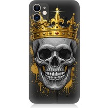 Apple iPhone 11 Uyumlu Taçlı Kurukafa Gölgesinde  Desenli Silikon Kılıf