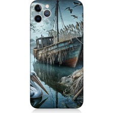 Apple iPhone 11 Pro Max Uyumlu Ay Işığında Eski Gemi  Desenli Silikon Kılıf