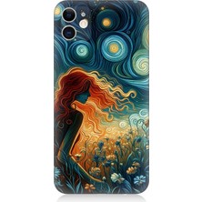 Apple iPhone 12 Uyumlu Yıldızlarla Uyuyan Kadın  Desenli Silikon Kılıf