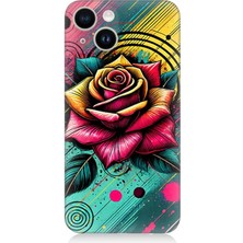 Apple iPhone 13 Uyumlu Neon Gül Renk Patlaması  Desenli Silikon Kılıf