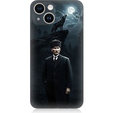 Apple iPhone 13 Uyumlu Kurt ve Mustafa Kemal Atatürk  Desenli Silikon Kılıf