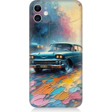 Apple iPhone 11 Uyumlu Renkli Yol Üzerinde Araba  Desenli Silikon Kılıf
