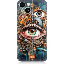 Apple iPhone 14 Uyumlu Soyut Gözlü Mekanik Kompozisyon  Desenli Silikon Kılıf