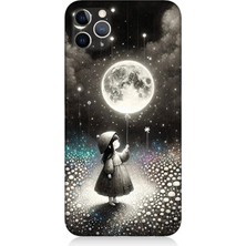 Apple iPhone 11 Pro Uyumlu Kız Çocuğu ve Ay Balonu  Desenli Silikon Kılıf