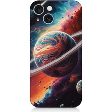 Apple iPhone 15 Plus Uyumlu Gezegenler Arasında Renkler  Desenli Silikon Kılıf