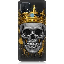 Oppo A15 Uyumlu Taçlı Kurukafa Gölgesinde  Desenli Silikon Kılıf