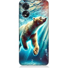 Oppo A38 Uyumlu Suda Dans Eden Ayı  Desenli Silikon Kılıf