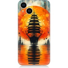 Apple iPhone 13 Uyumlu Gün Batımında Yelkenli  Desenli Silikon Kılıf