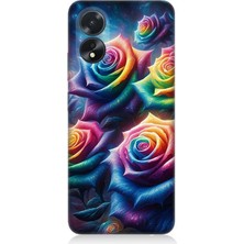 Oppo A38 Uyumlu Gökkuşağı Güllerin Patlaması  Desenli Silikon Kılıf