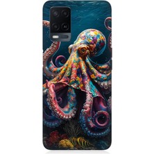 Oppo A54 Uyumlu Derinliklerde Sekiz Kol Ahtapot  Desenli Silikon Kılıf