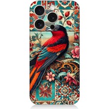 Apple iPhone 16 Pro Uyumlu Çini Desenli Kuş Kompozisyonu  Desenli Silikon Kılıf