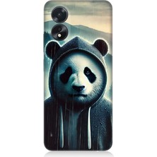 Oppo A38 Uyumlu Kapüşonlu Panda Yalnızlığı  Desenli Silikon Kılıf