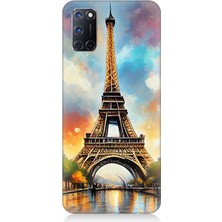 Oppo A92 Uyumlu Gün Batımı Eyfel Büyüsü  Desenli Silikon Kılıf