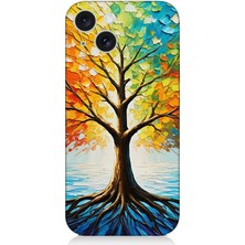 Apple iPhone 15 Uyumlu Renk Renk Mevsim Ağacı  Desenli Silikon Kılıf