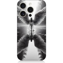 Apple iPhone 15 Pro Max Uyumlu Işıkta Kanatlanan Melek  Desenli Silikon Kılıf