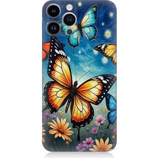 Apple iPhone 13 Pro Uyumlu Renkli Kanatlı Kelebekler Uçuşu  Desenli Silikon Kılıf