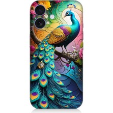 Apple iPhone 16 Uyumlu Tavuskuşu Renkli Gurur  Desenli Silikon Kılıf