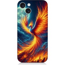Apple iPhone 15 Uyumlu Ateşle Dans Eden Anka  Desenli Silikon Kılıf